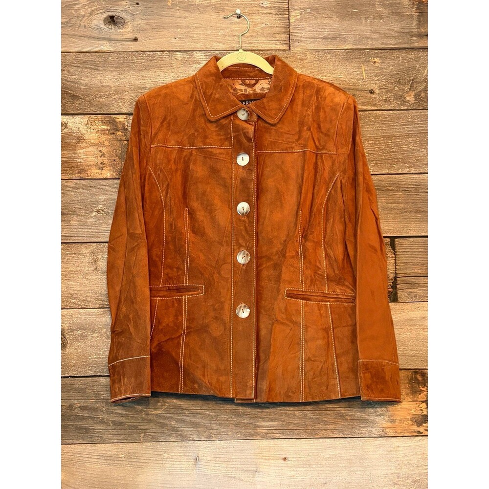 Vintage Y2K Bernardo Washable Suede Jacket Women’s L Cognac Brown